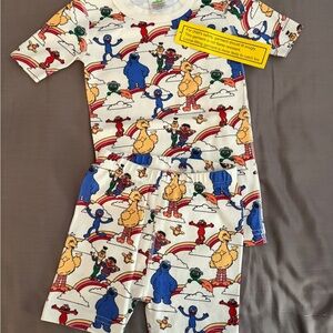 Hanna Andersson Kids Pajama Set - White with Multicolor Sesame Street Print